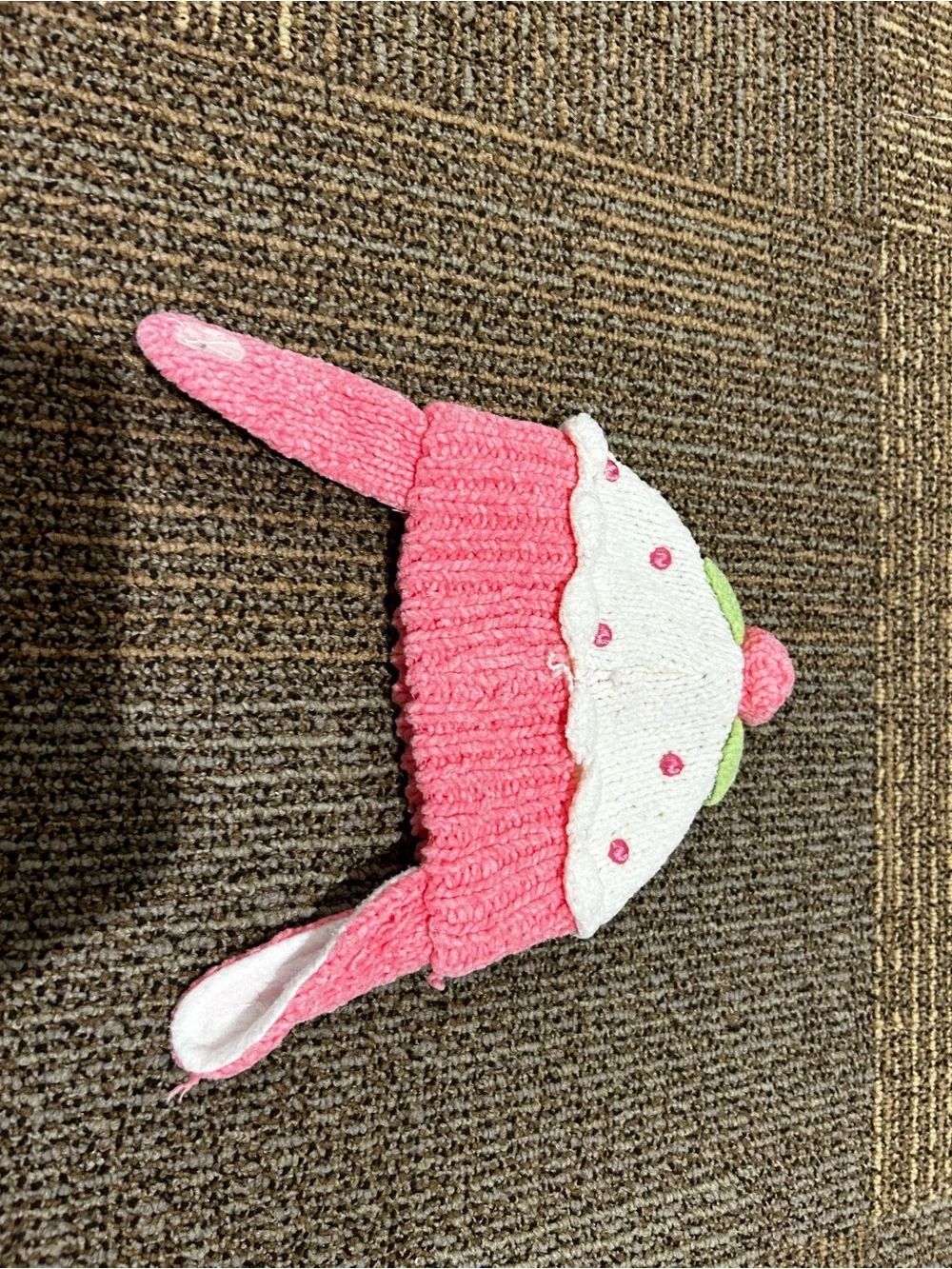 Kids Pink Cupcake Knit Hat with Ear Flaps